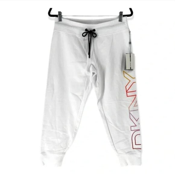 DKNY Sport Women's Ribbed Cuff Ombre Logo Cropped Jogger - S - Picture 2 of 7